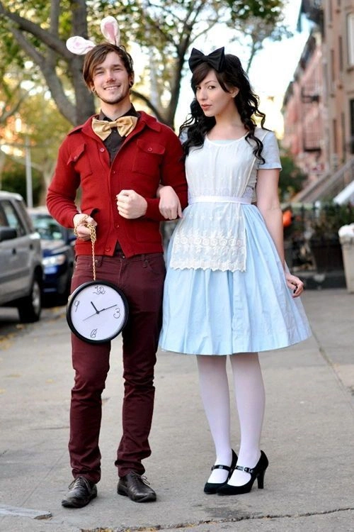 Alice and the White Rabbit couples' Halloween costume