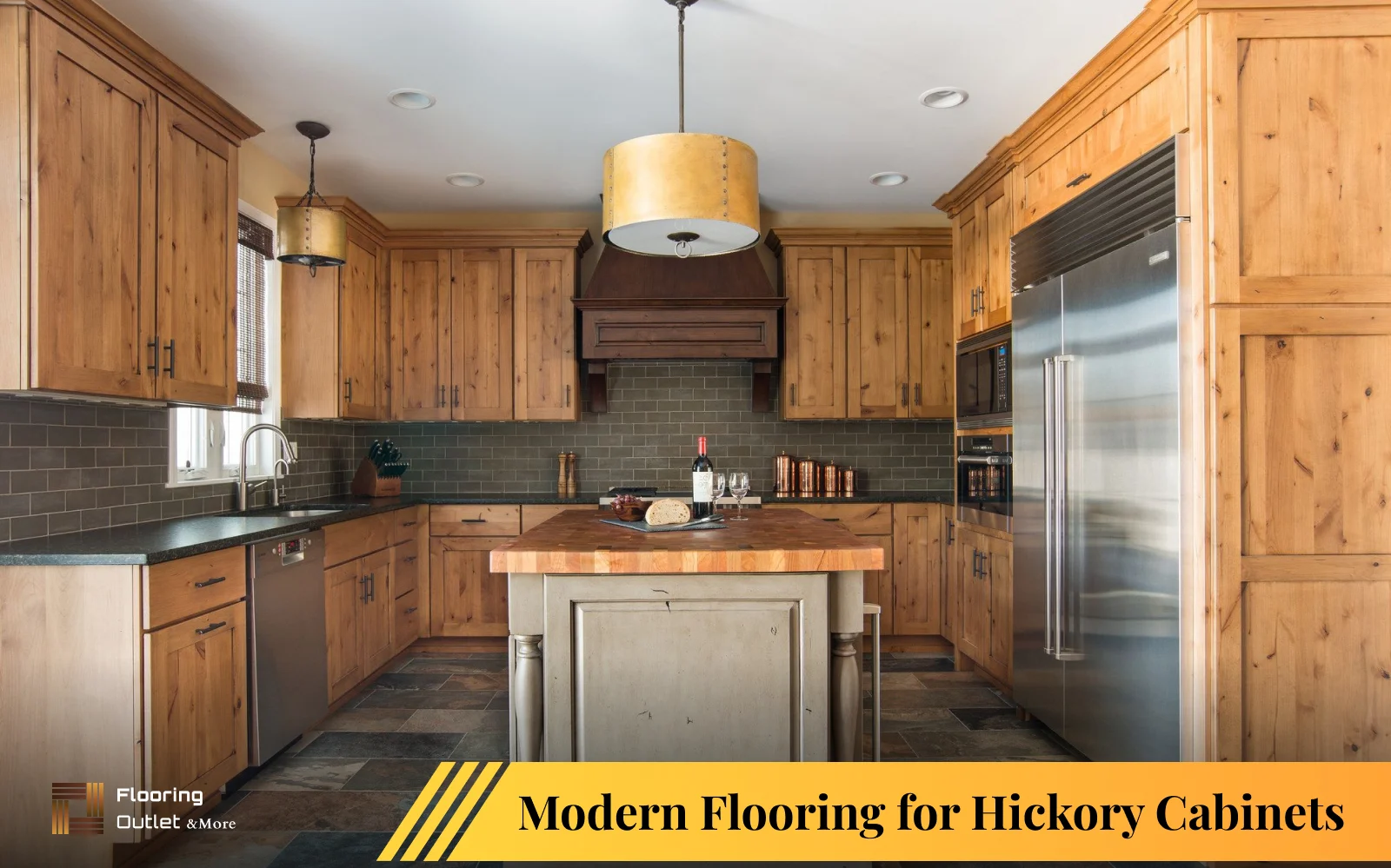 Modern hickory kitchen cabinets